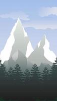 Pine mountain vector illustration. Landscape vector for graphic, resources, business, design or decoration.  Landscape pines mountains vector illustration. Pine ridge valley snowy peak