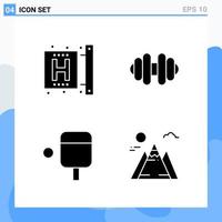 Modern 4 solid style icons Glyph Symbols for general use Creative Solid Icon Sign Isolated on White Background 4 Icons Pack Creative Black Icon vector background