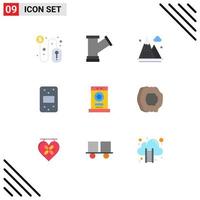 Mobile Interface Flat Color Set of 9 Pictograms of dryer pack activities food nature Editable Vector Design Elements