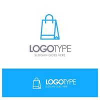 bolsa bolso compras comprar contorno azul logotipo lugar para eslogan vector