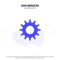 Our Services Cog Gear Setting Solid Glyph Icon Web card Template vector