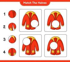 Match the halves. Match halves of Warm Clothes. Educational children game, printable worksheet, vector illustration