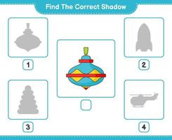 Find the correct shadow. Find and match the correct shadow of Whirligig Toy. Educational children game, printable worksheet, vector illustration
