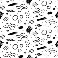 Scribbled Geometric Monochrome Grunge Seamless Pattern. For vintage fabric, textile, wallpaper, wrapping paper. vector