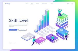 Skill level isometric landing page, education vector