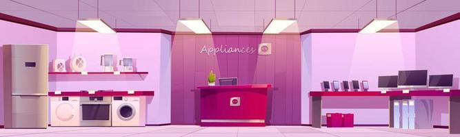 Home appliances store with phones and fridge vector