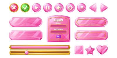 Diamond buttons for ui game, gui elements vector