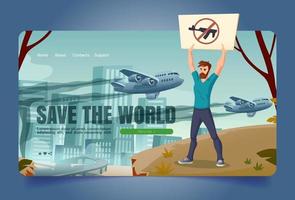 Save world banner with eco activist vector