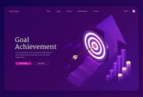 Goal achievement isometric landing, business aim vector