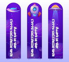 banners espaciales con planetas, nave espacial, telescopio vector