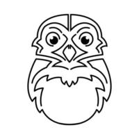 arte lineal en blanco y negro de cabeza de búho. buen uso para símbolo, mascota, icono, avatar, tatuaje, diseño de camisetas, logotipo o cualquier diseño. vector