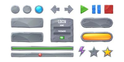Set progress bars and game buttons gui elements vector