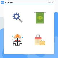 Set of 4 Modern UI Icons Symbols Signs for search furniture setting money umbrella Editable Vector Design Elements