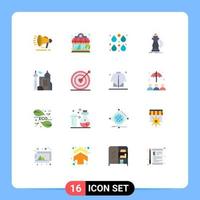 Pictogram Set of 16 Simple Flat Colors of architecture knight drop horse strategy Editable Pack of Creative Vector Design Elements