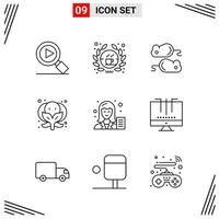 9 Icons Line Style Grid Based Creative Outline Symbols for Website Design Simple Line Icon Signs Isolated on White Background 9 Icon Set Creative Black Icon vector background