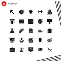 Set of 25 Modern UI Icons Symbols Signs for boss motivation location sport dumbbell Editable Vector Design Elements