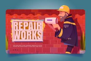 Repair works, professional construction service vector