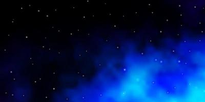 Dark BLUE vector background with small and big stars.