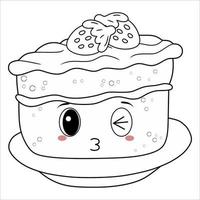 Coloring cute cake vector