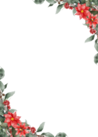 cadre de fleurs de feuilles de noël aquarelle png