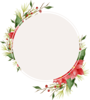 Christmas Leaves Flowers Watercolor Wreath Frame png