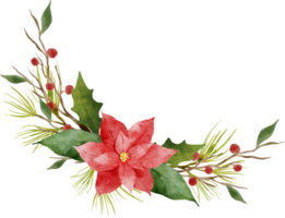 folhas de natal flores moldura de coroa de flores em aquarela png