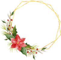 Natale foglia fiori acquerello geometrico oro telaio png