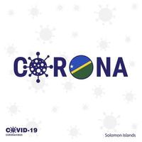 islas salomón coronavirus tipografía covid19 bandera del país quédese en casa manténgase saludable cuide su propia salud vector