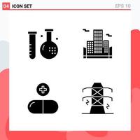 Collection of 4 Vector Icons in solid style Modern Glyph Symbols for Web and Mobile Solid Icon Sign Isolated on White Background 4 Icons Creative Black Icon vector background