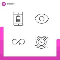 Outline Icon set Pack of 4 Line Icons isolated on White Background for responsive Website Design Print and Mobile Applications Creative Black Icon vector background