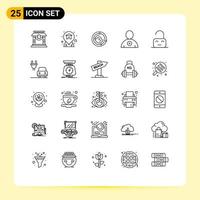 25 iconos creativos signos y símbolos modernos de desbloqueo de univers control man elementos de diseño vectorial editables vector