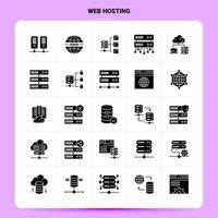 sólido 25 conjunto de iconos de alojamiento web diseño de estilo de glifo vectorial conjunto de iconos negros diseño de ideas de negocios web y móviles ilustración vectorial vector