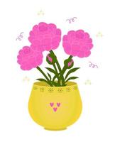 Bouquet of pink peonies in yellow vase vector