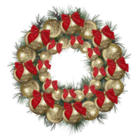 frame of golden Christmas Balls and spruce branches with cones png