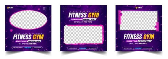 Fitness gym social media post banner template with black and orange color, gym, Workout, fitness and Sports social media post banner, fitness gym social media post banner design. vector