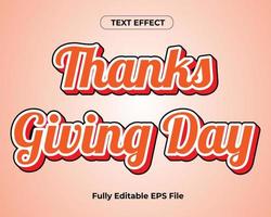 3D Thanks Giving Day Text Effect Design vector