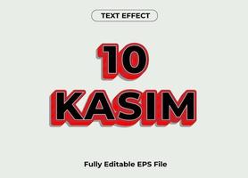 3D 10 Kasim Text Effect Design vector