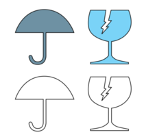 Umbrella and Broken Cracked Glass Fragile Symbol png