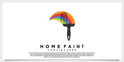 home paint logo design with creative concept rainbow color vector