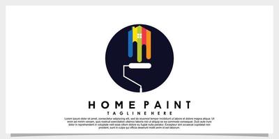 home paint logo design with creative concept rainbow color vector