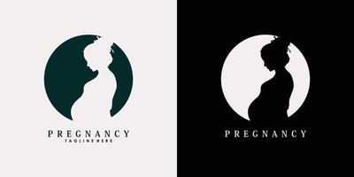 pregnancy logo design vector with line art style