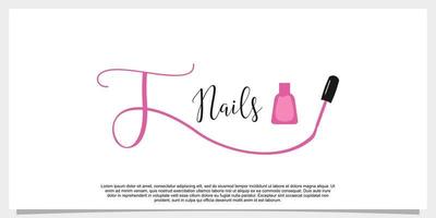 letter t with icon nail polish logo design template vector