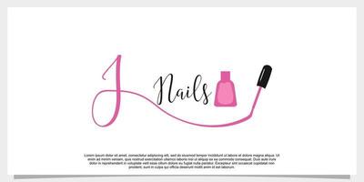 letter i with icon nail polish logo design template vector