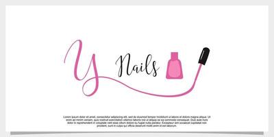letter y with icon nail polish logo design template vector