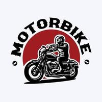 motocicleta y motociclista silueta logo vector stock ilustración. lo mejor para el diseño de logotipos relacionados con la automoción