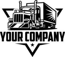 Trucking Company Ready Made Logo Emblem Vector. Semi Truck 18 Wheeler Logo