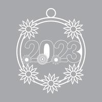 2023 marco de cuerda redonda de navidad cortado con láser, borde redondeado y diseño decorativo de año nuevo 2023, vector
