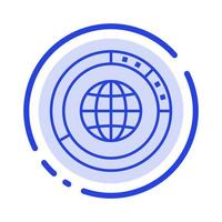 Management Data Global Globe Resources Statistics World Blue Dotted Line Line Icon vector