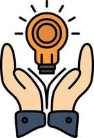 Solution Bulb Business Hand Idea Marketing  Flat Color Icon Vector icon banner Template