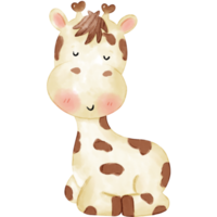ilustração de aquarela de girafa fofa png